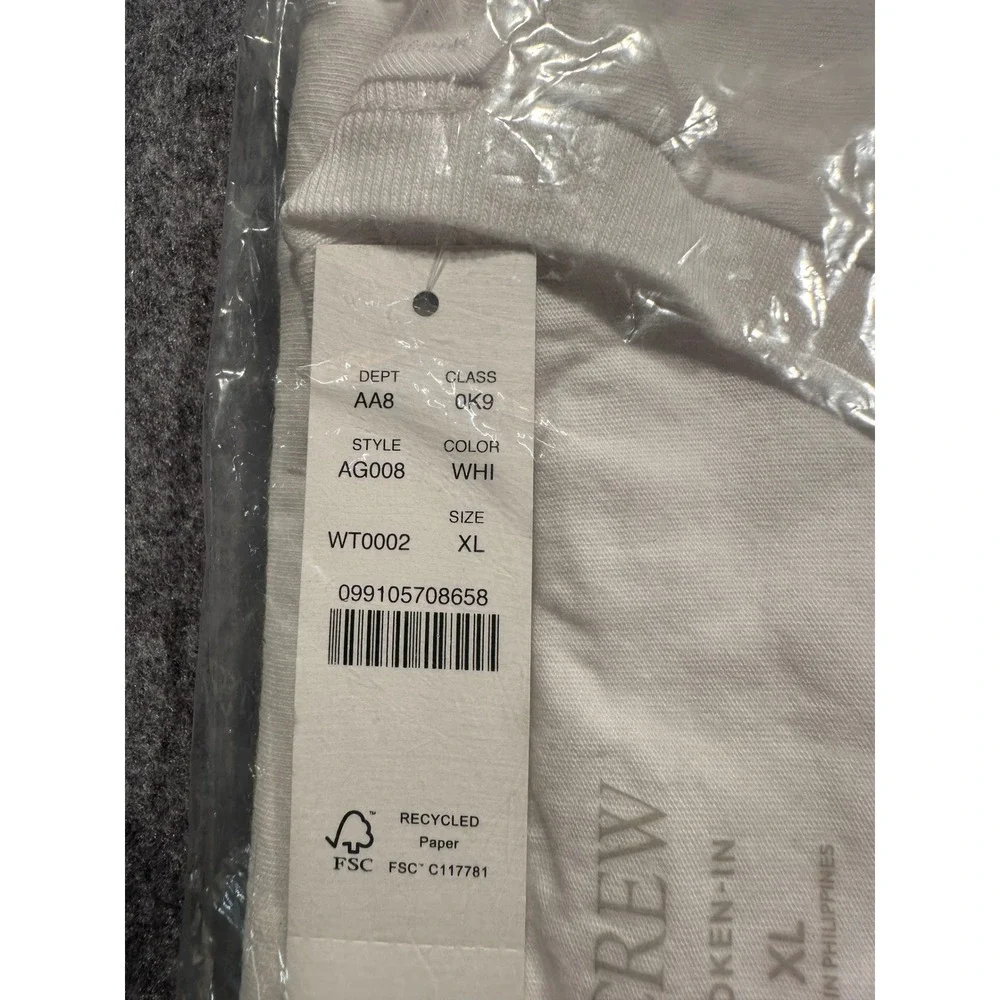 J.Crew Broken-In T-Shirt Mens XL White Short Sleeve Crewneck AG008 NWT